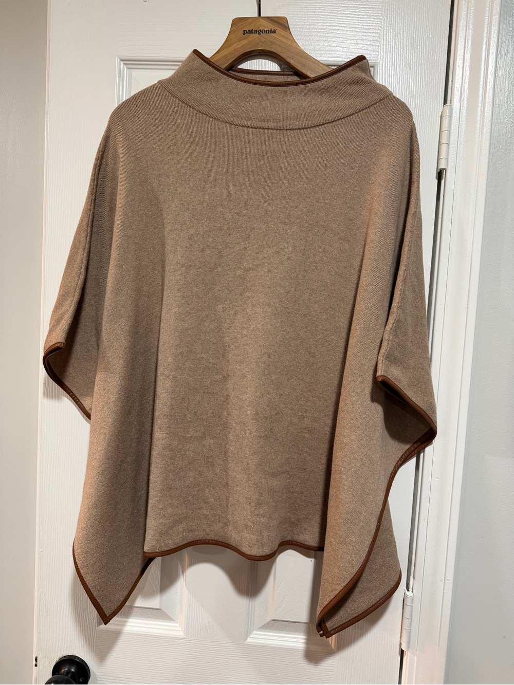J. Crew Tan Camel Poncho with Brown Trim